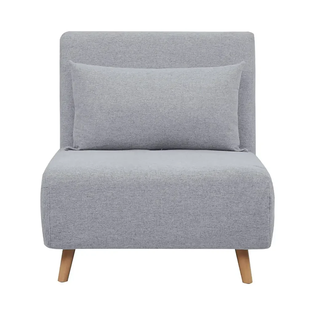 A&D Home Tustin Polyester Convertible Futon Chair, Light Gray