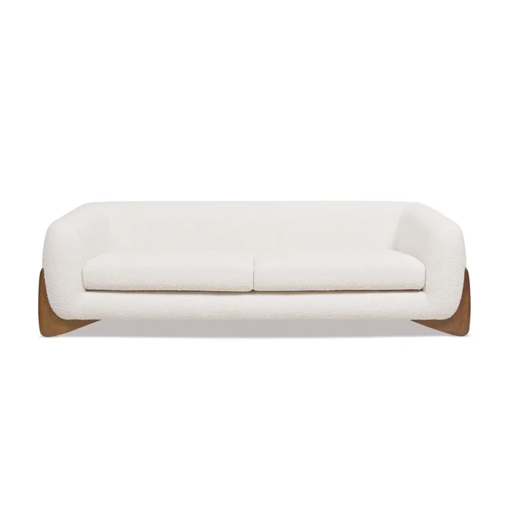 Jennifer Taylor Home Alpine 90.5_ Modern Scandinavian Boucle Minimalist Round Arm Sherpa Sofa